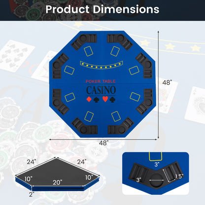 8-Player Foldable Poker Table Top with Carrying Bag