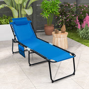 Foldable Recline Lounge Chair with Adjustable Backrest and Footrest-Blue