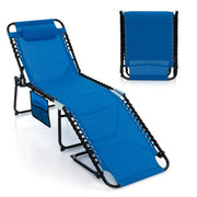 Foldable Recline Lounge Chair with Adjustable Backrest and Footrest-Blue