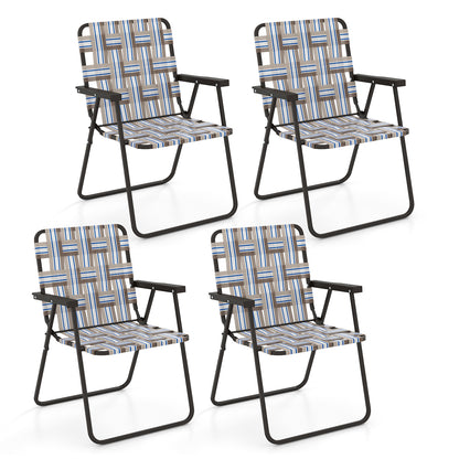 4 Pieces Folding Beach Chair Camping Lawn Webbing Chair-Coffee - Coffee