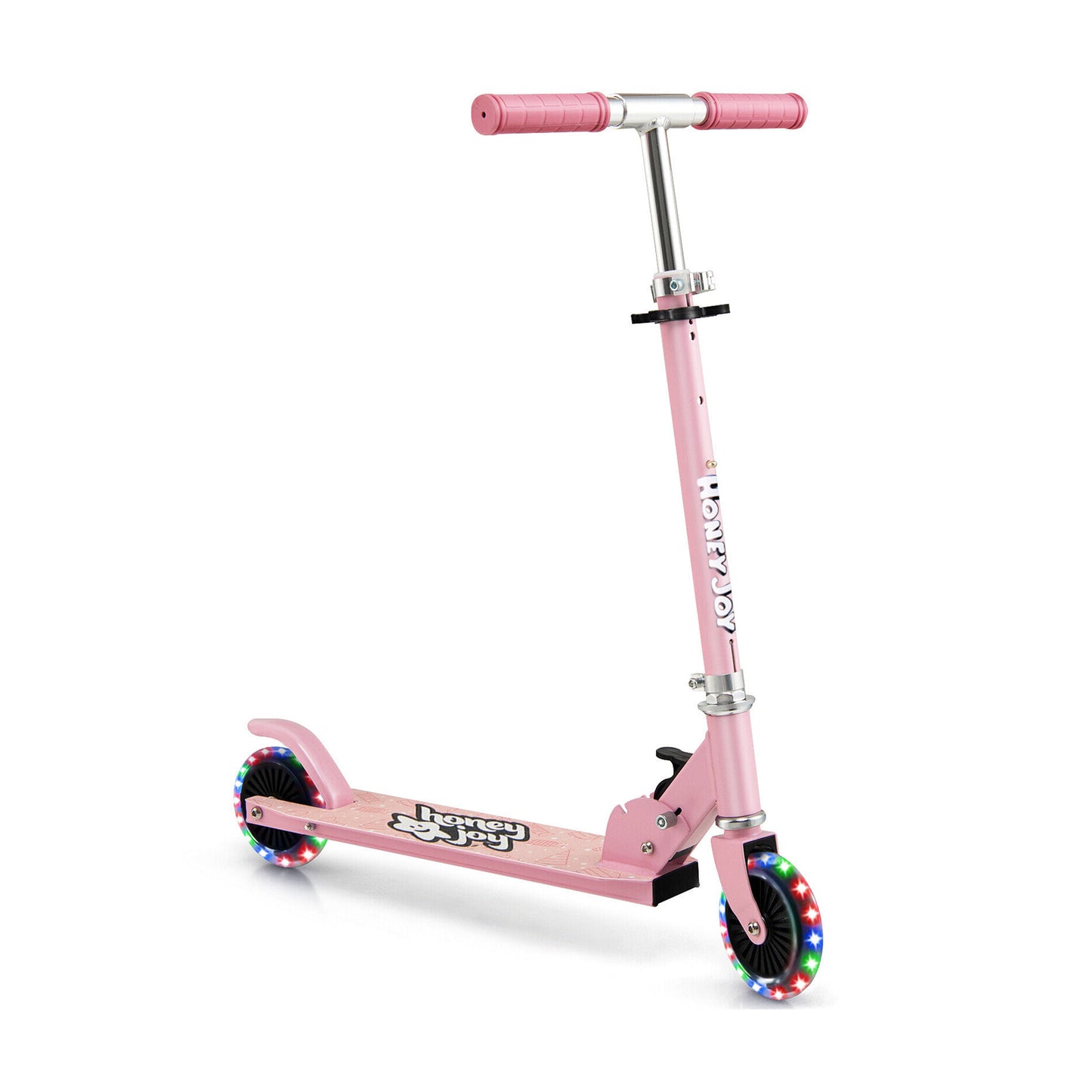 Folding Kick Scooter with 3 Adjustable Heights for Kids-Blue - Pink