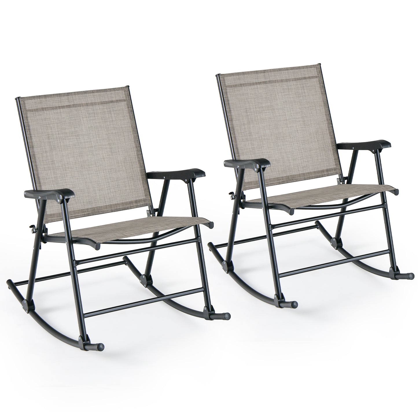 Folding Rocking Chair with Breathable Seat Fabric Set of 2