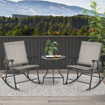 Folding Rocking Chair with Breathable Seat Fabric Set of 2