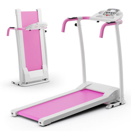 Folding Treadmill with 12 Preset Programs and LCD Display-White - White