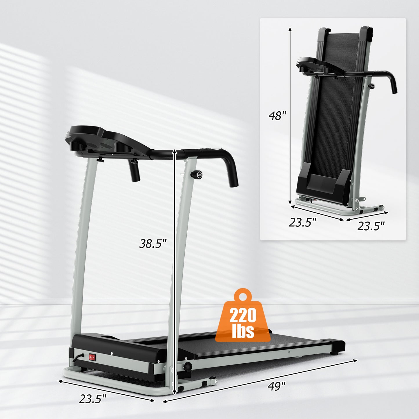 Folding Treadmill with 12 Preset Programs and LCD Display