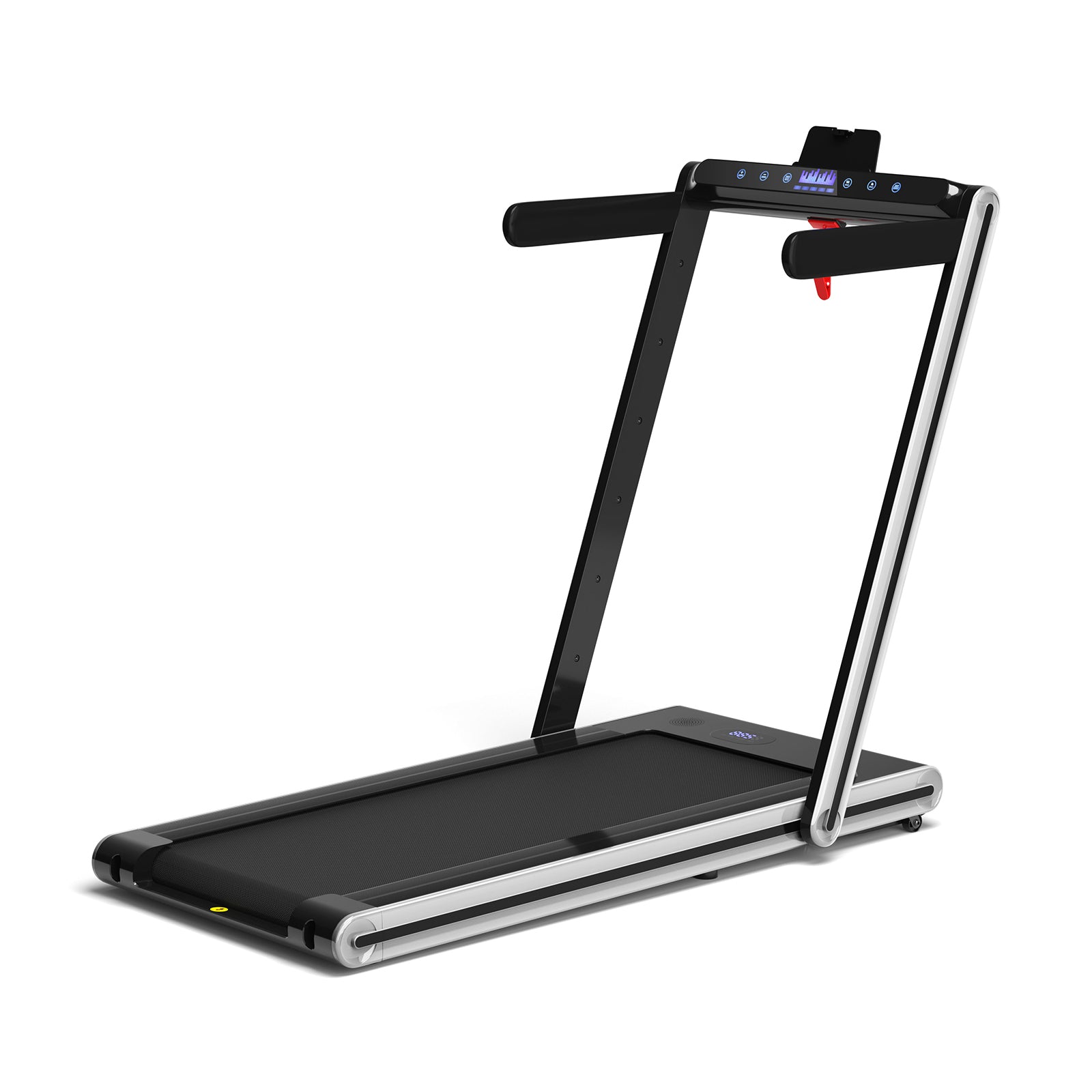 2-in-1 Folding Treadmill with Dual LED Display-Black - Silver