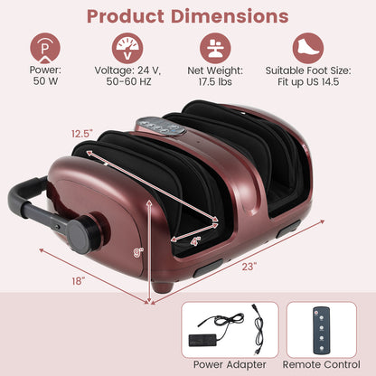 Foot and Calf Massager with Heat for Blood Circulation Pain Relief-Black - Red