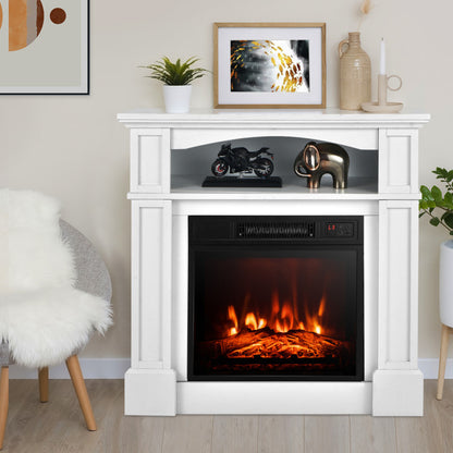 18 Inch 1400W Electric TV Stand Fireplace with Shelf