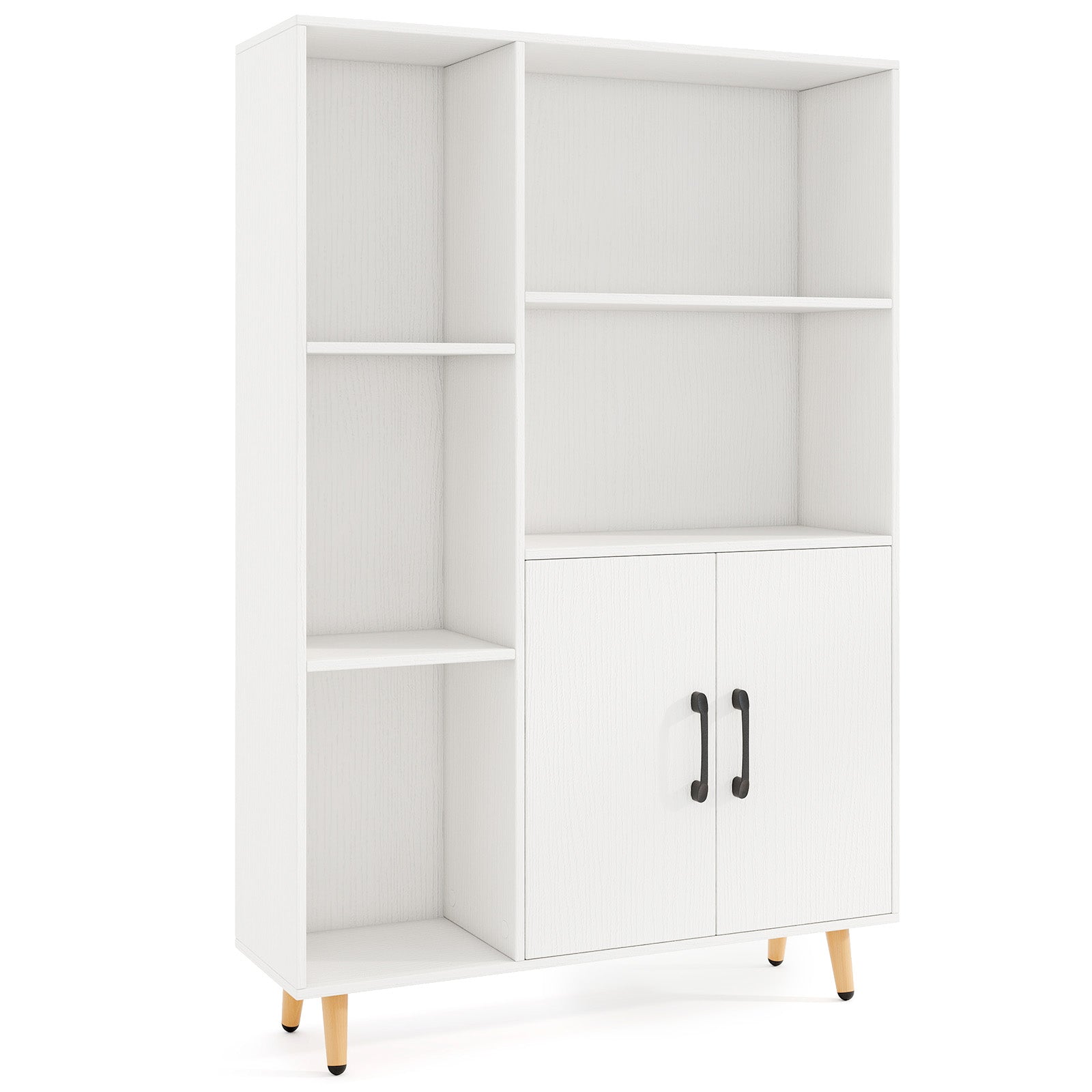 Free Standing Pantry Cabinet with 2 Door Cabinet and 5 Shelves