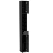 Freestanding Slim Bathroom Cabinet with Drawer and Adjustable Shelves-Black