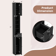 Freestanding Slim Bathroom Cabinet with Drawer and Adjustable Shelves-Black