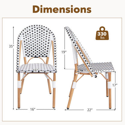 French Bistro Chair Set of 2 with Galvanized Metal Framex-White
