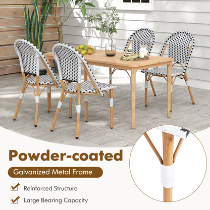 French Bistro Chair Set of 2 with Galvanized Metal Framex-White