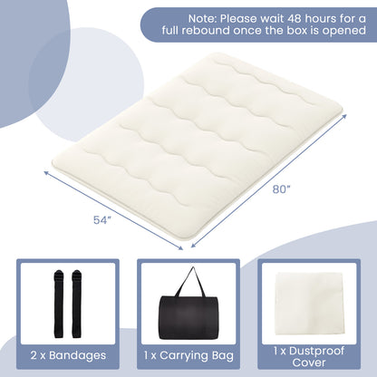 Queen/King/Twin/Full Futon Mattress Floor Sleeping Pad with Washable Cover Beige