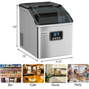 48 lbs Stainless Self-Clean Ice Maker with LCD Display