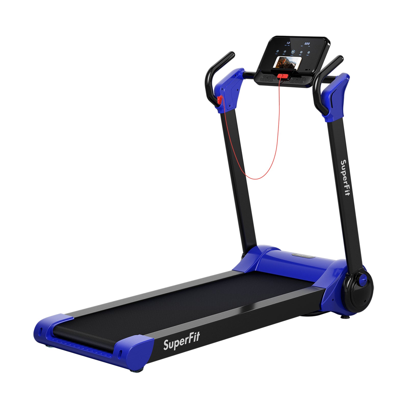 2.25 HP Electric Motorized Folding Running Treadmill Machine with LED Display-Black - Navy