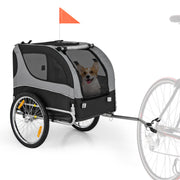 Dog Bike Trailer Foldable Pet Cart with 3 Entrances for Travel-Red - Gray