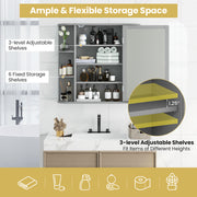 Multipurpose Mount Wall Surface Bathroom Storage Cabinet with Mirror-Gray