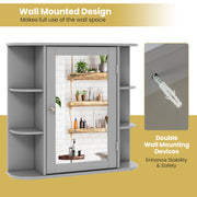 Multipurpose Mount Wall Surface Bathroom Storage Cabinet with Mirror-Gray