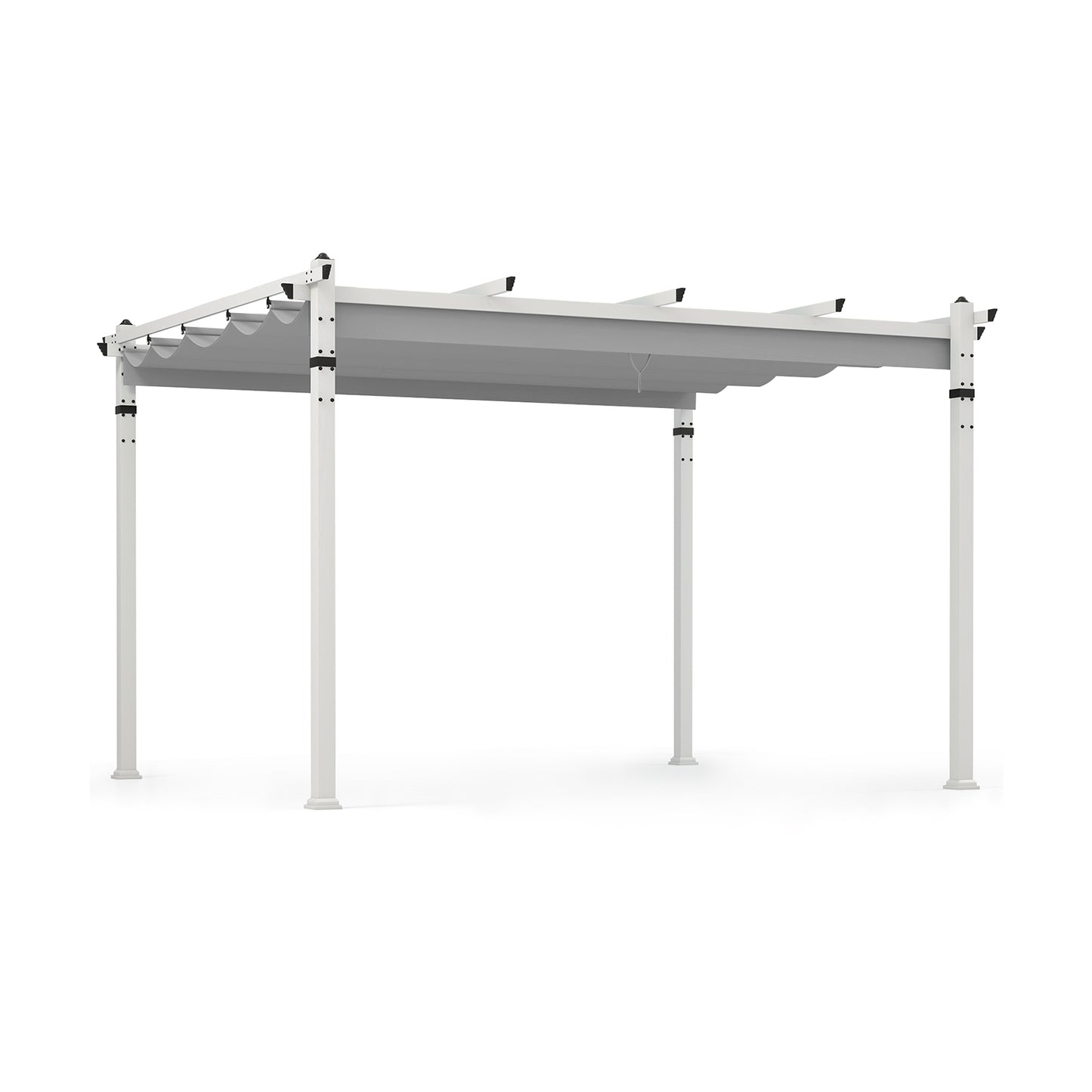 Outdoor Pergola with Retractable Canopy and Aluminum Frame-Turquoise - Gray