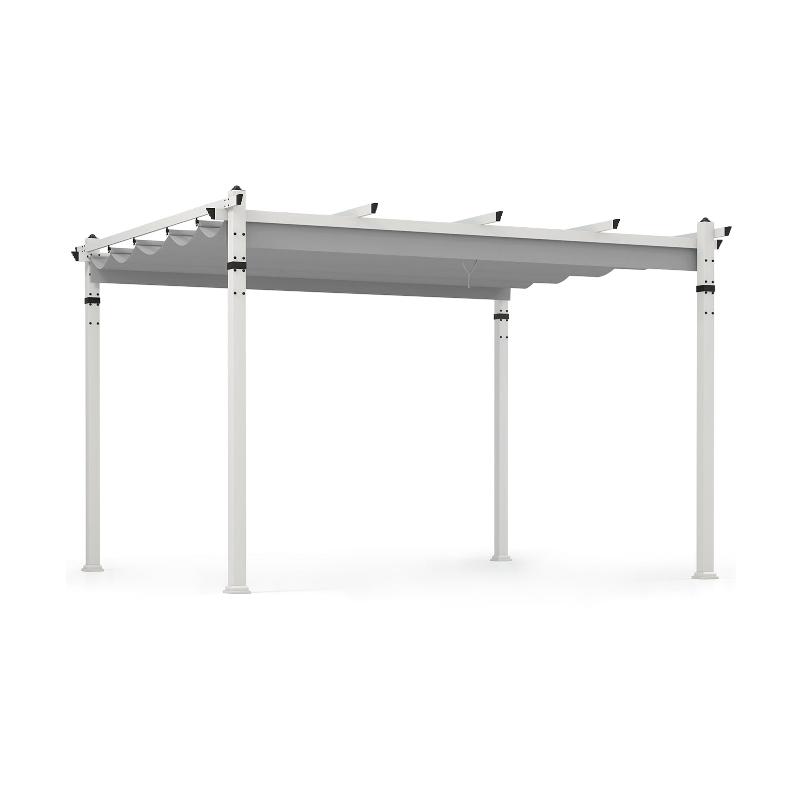 Outdoor Pergola with Retractable Canopy and Aluminum Frame-Turquoise - Gray