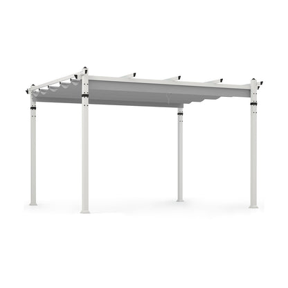 Outdoor Pergola with Retractable Canopy and Aluminum Frame-Turquoise - Gray
