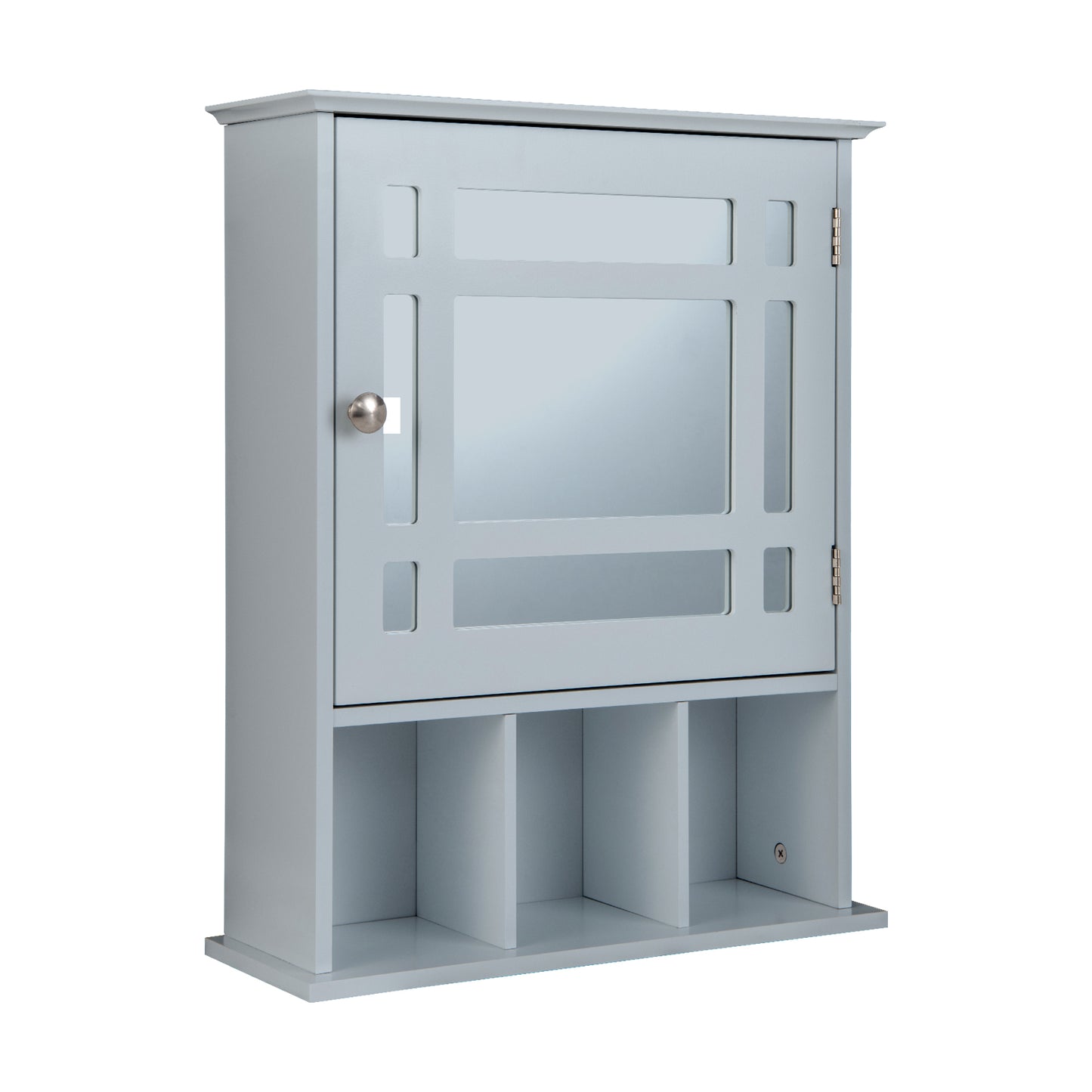 Wall Mounted and Mirrored Bathroom Cabinet-White - Gray