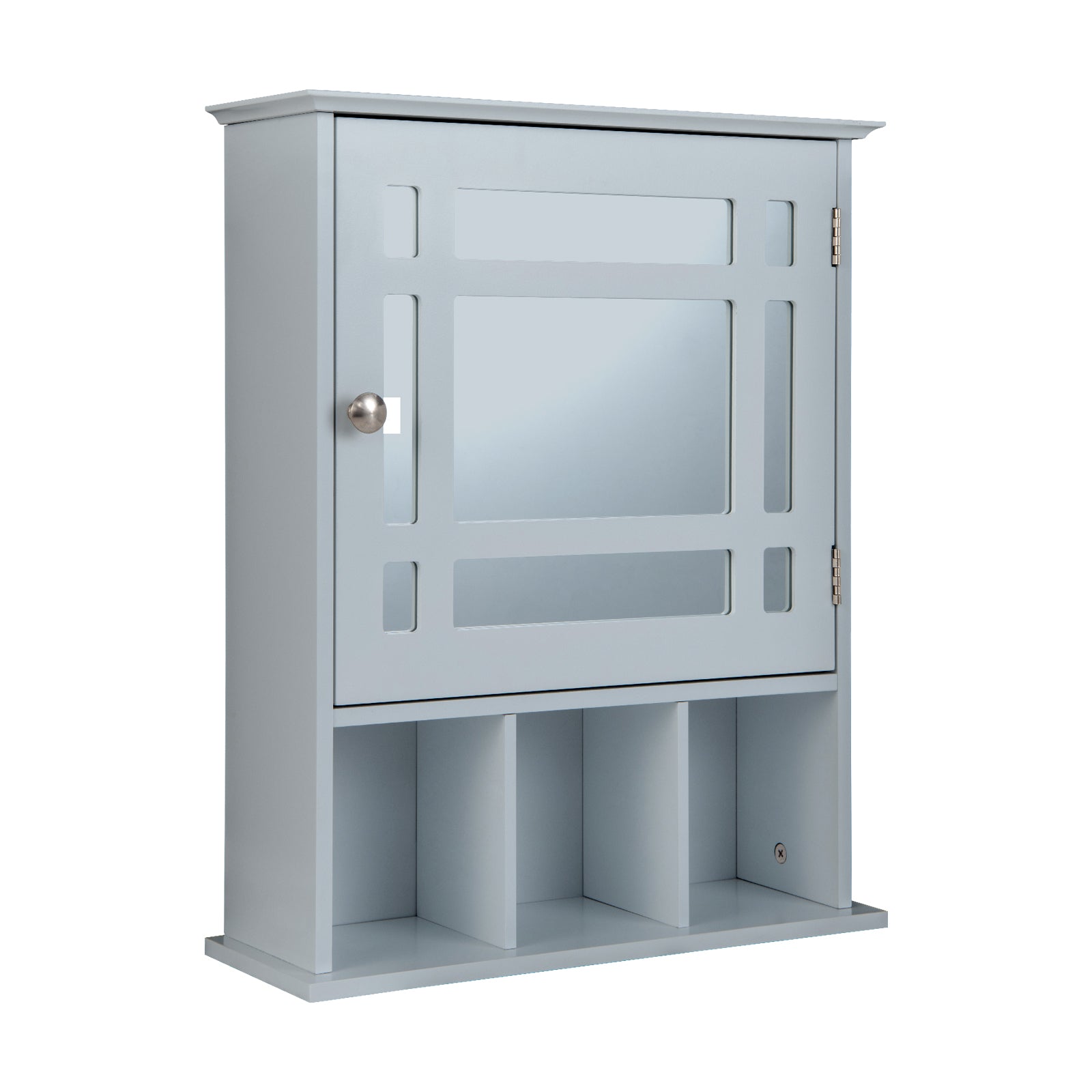 Wall Mounted and Mirrored Bathroom Cabinet-White - Gray