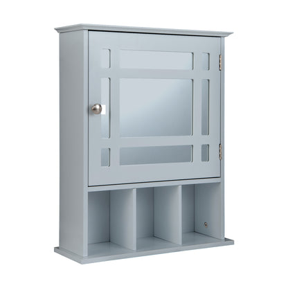 Wall Mounted and Mirrored Bathroom Cabinet-White - Gray