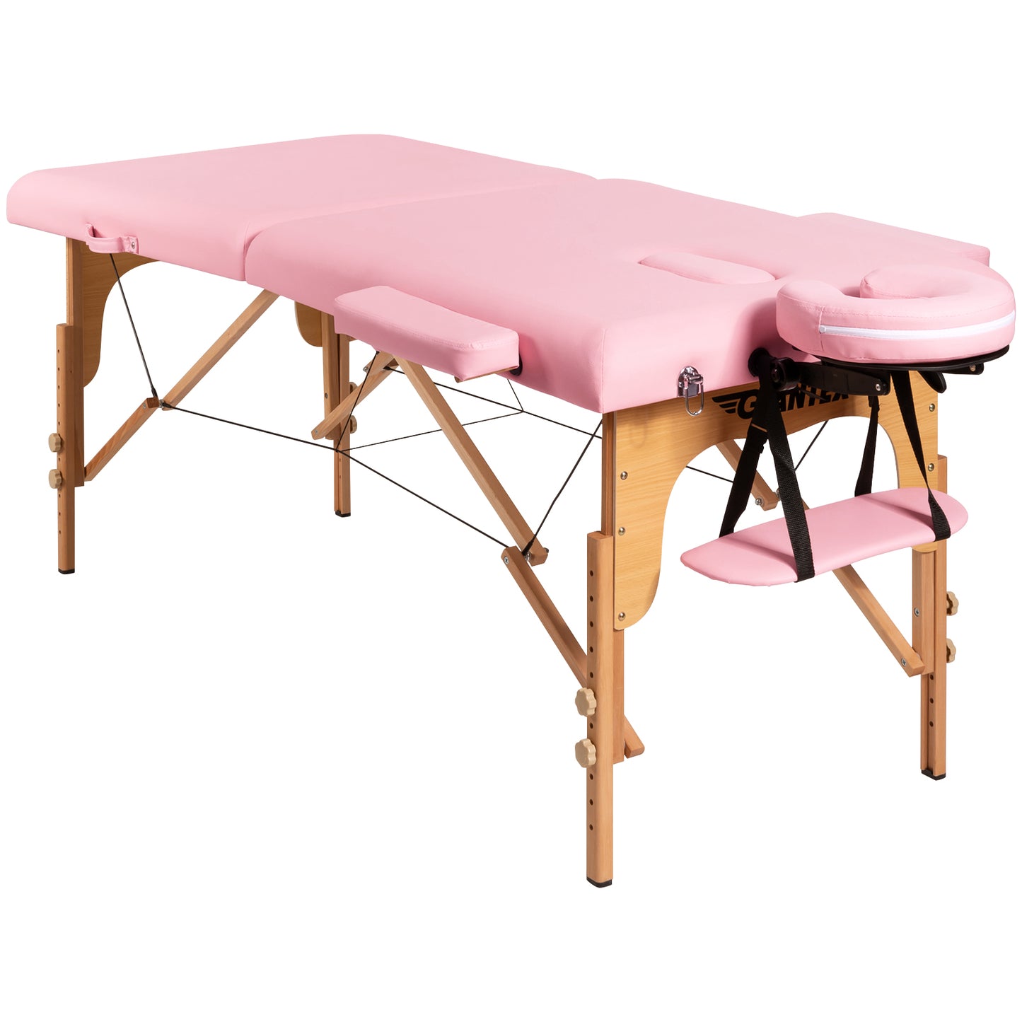Portable Adjustable Facial Spa Bed with Carry Case-White - Pink