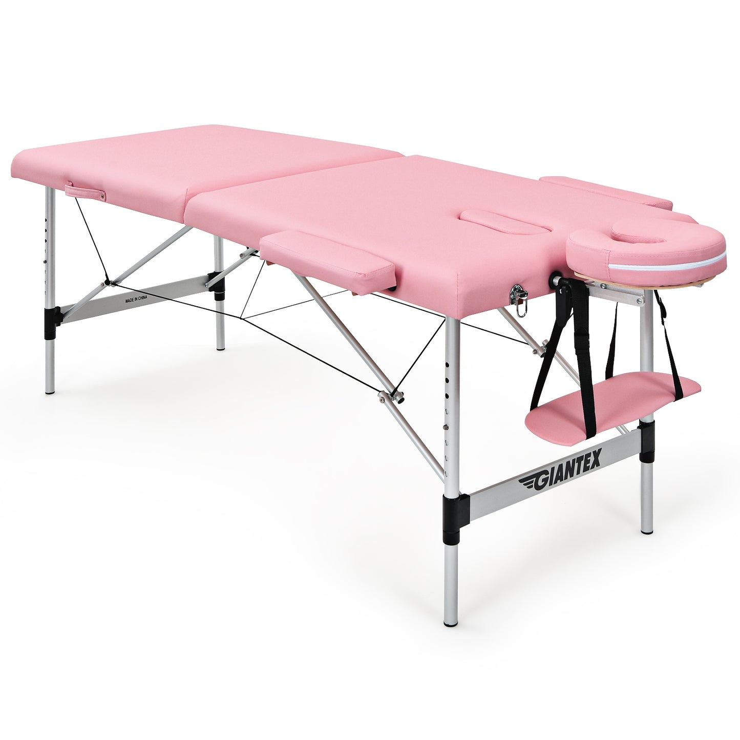 84 Inch L Portable Adjustable Massage Bed with Carry Case for Facial Salon Spa-Black - Pink