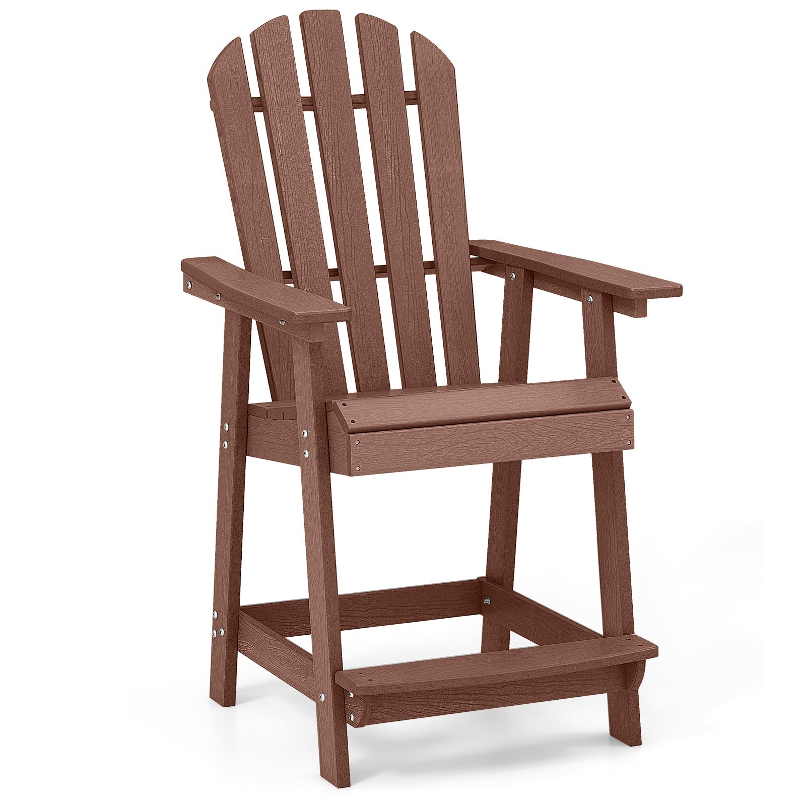 HDPE Patio Chair with Armrest and Footrest for Indoor Outdoor-Coffee - Coffee