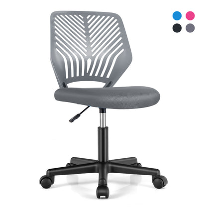 Height-adjustable Ergonomic Kids Desk Chair with Universal Casters-Blue - Gray