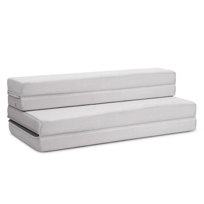 4 Inch Folding Sofa Bed Foam Mattress with Handles-Queen Size - Full Xl