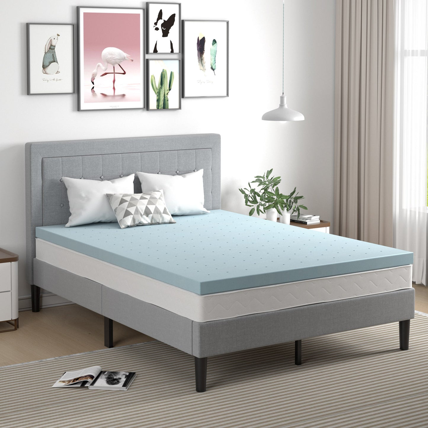 4 Inch Gel Injection Memory Foam Mattress Top Ventilated Mattress Double Bed-Queen Size