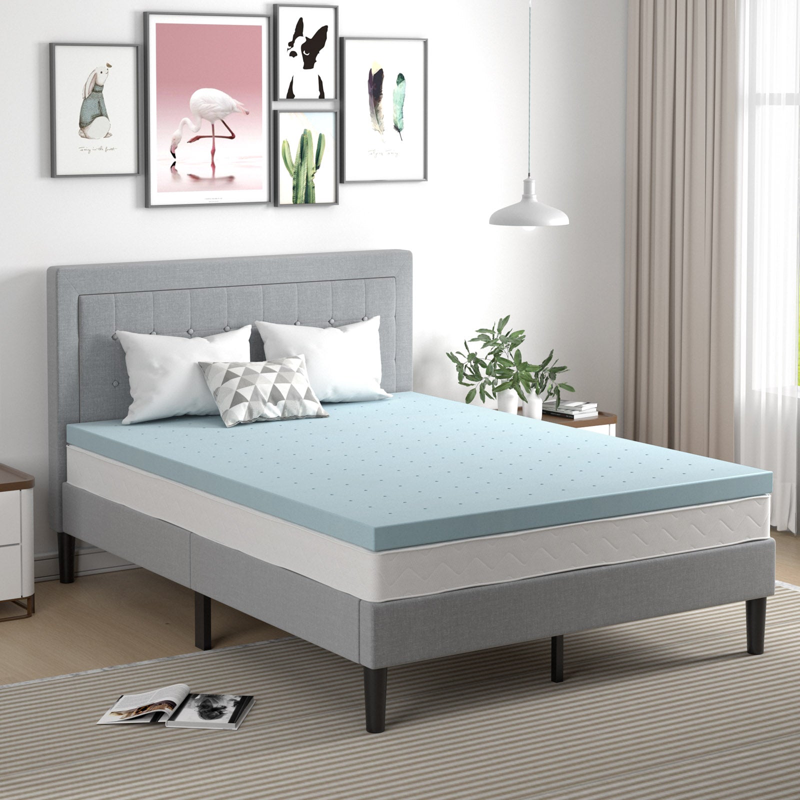 4 Inch Gel Injection Memory Foam Mattress Top Ventilated Mattress Double Bed-Queen Size