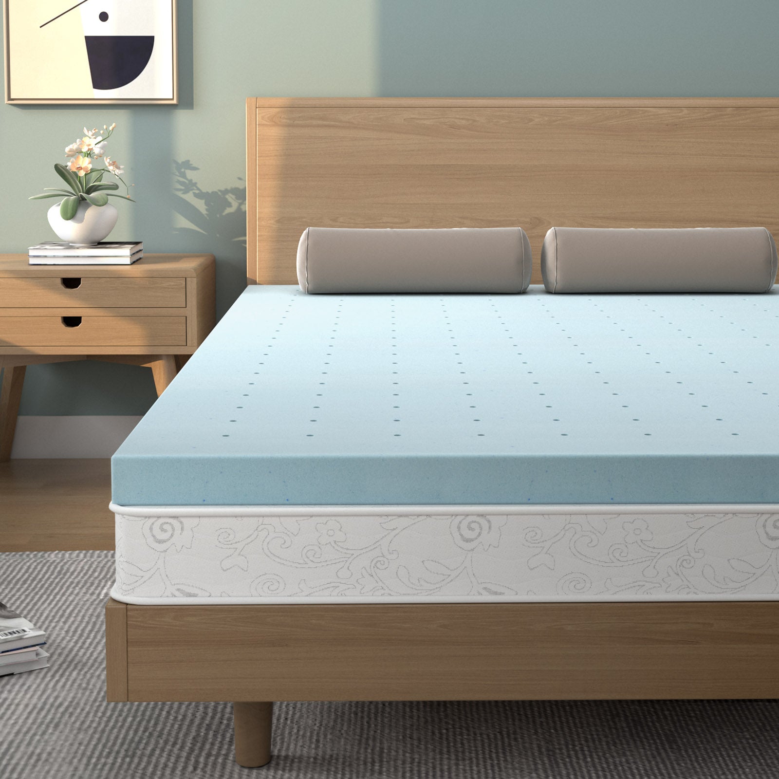 4 Inch Gel Injection Memory Foam Mattress Top Ventilated Mattress Double Bed-Queen Size