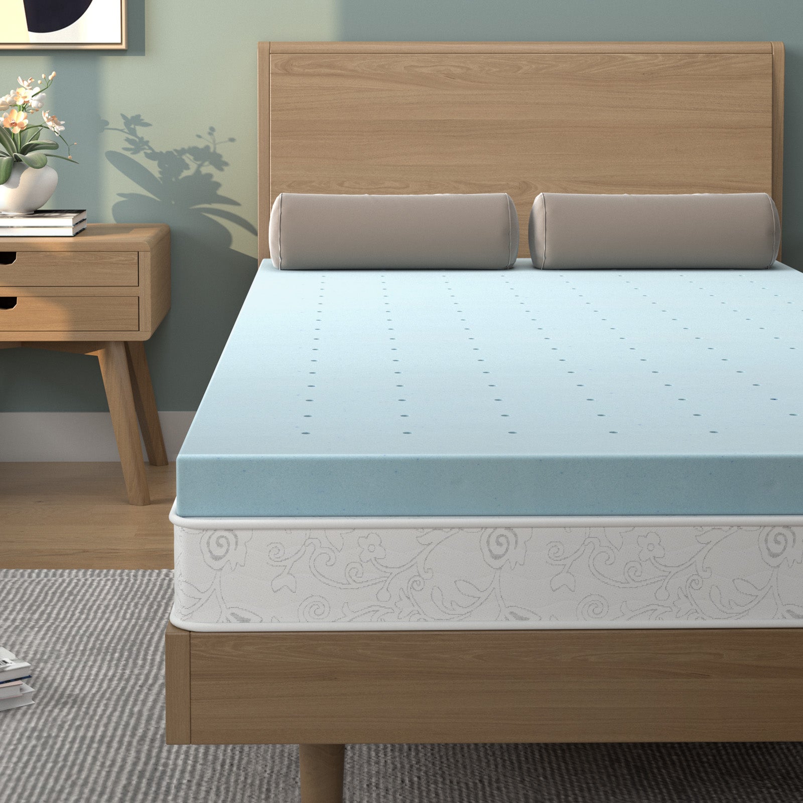 4 Inch Gel Injection Memory Foam Mattress Top Ventilated Mattress Double Bed-Twin Size