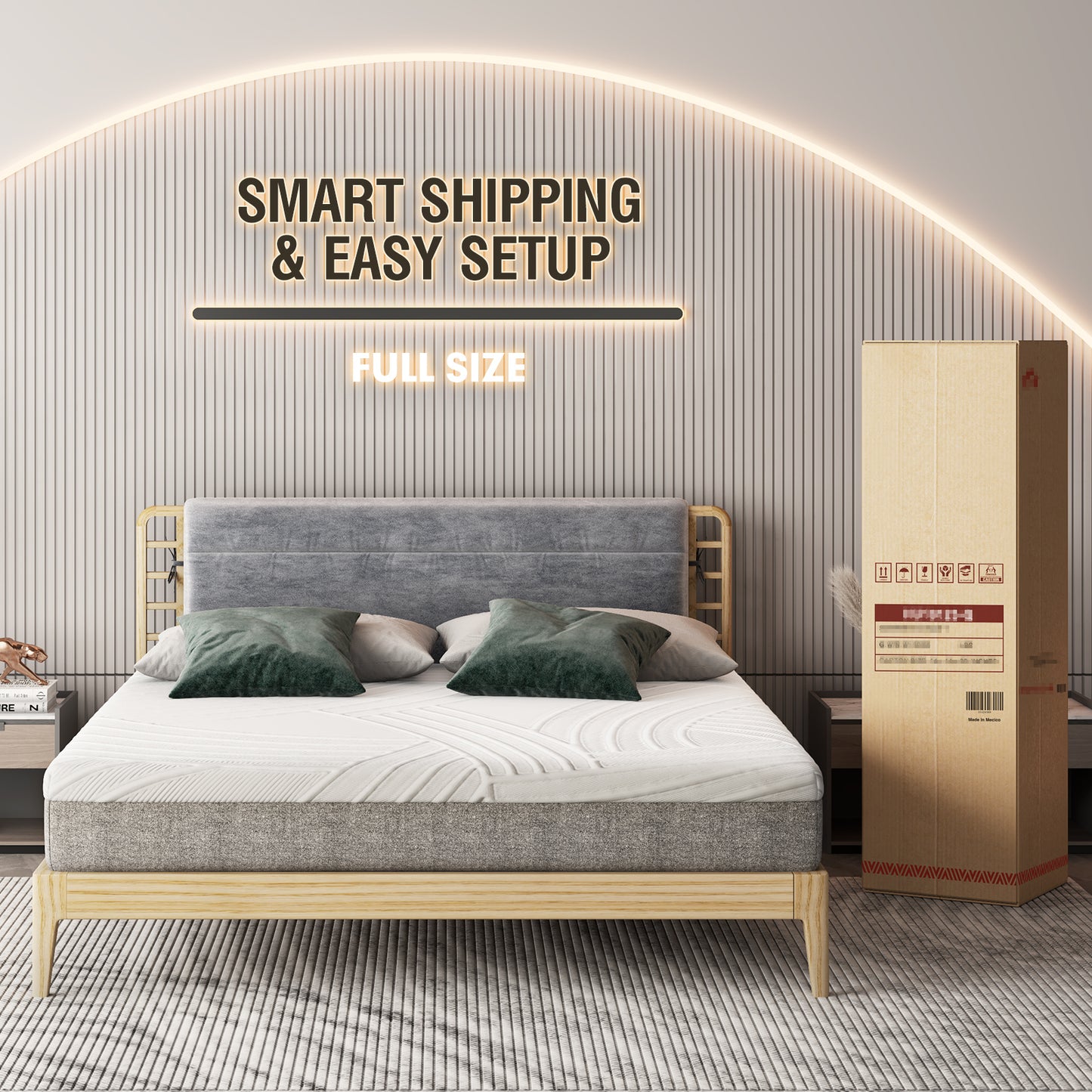 75L x 54W x 8H Memory Foam Mattress with Jacquard Fabric Cover-Queen Size