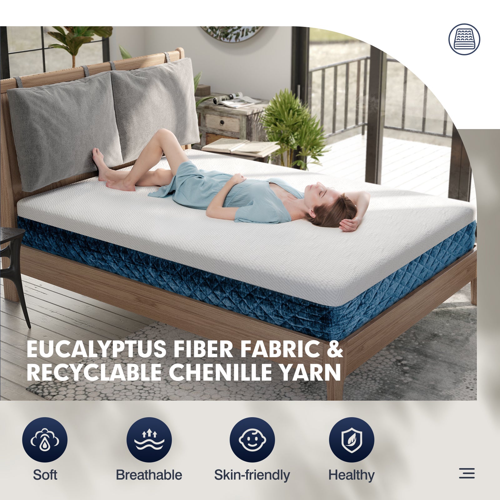 10 Inch Mattress with Jacquard Fabric Cover in a Box-Queen Size