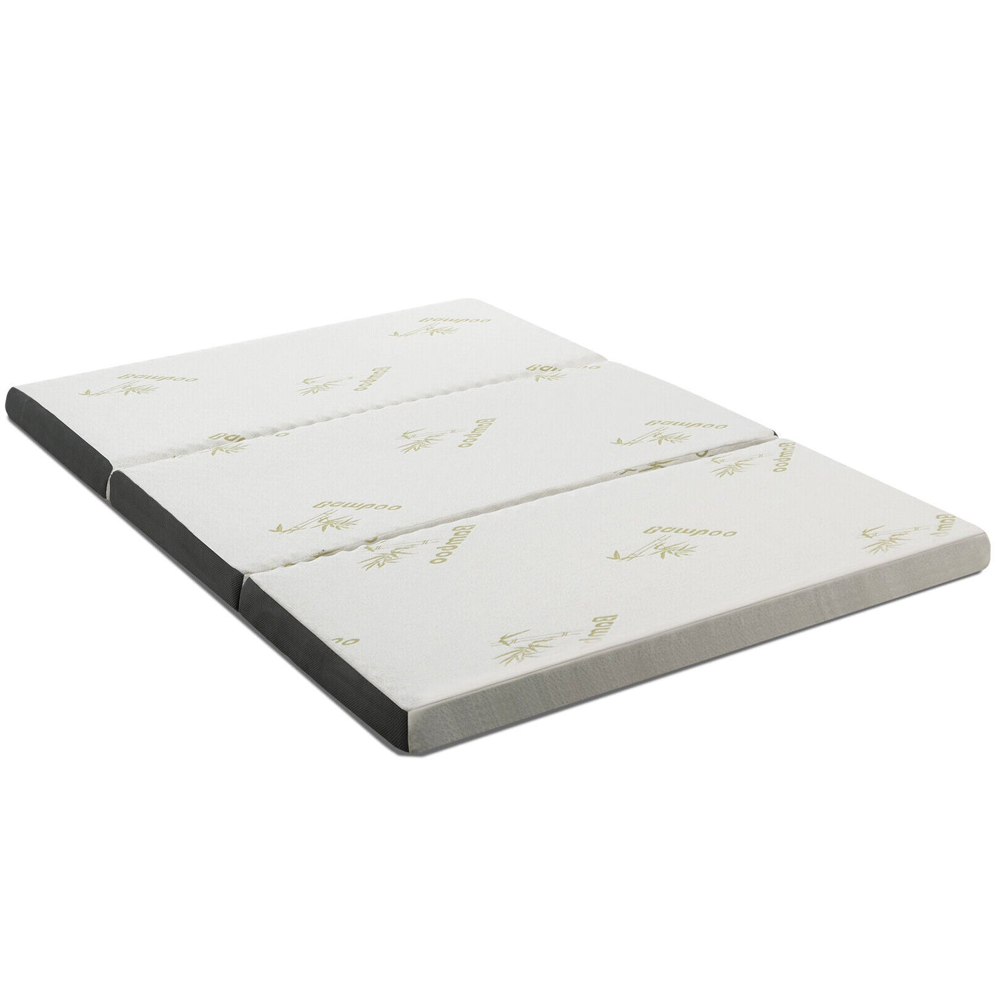 Portable Tri-fold Memory Foam Floor Mattress Topper Portable with Carrying Bag-L - L