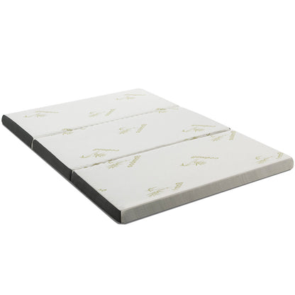 Portable Tri-fold Memory Foam Floor Mattress Topper Portable with Carrying Bag