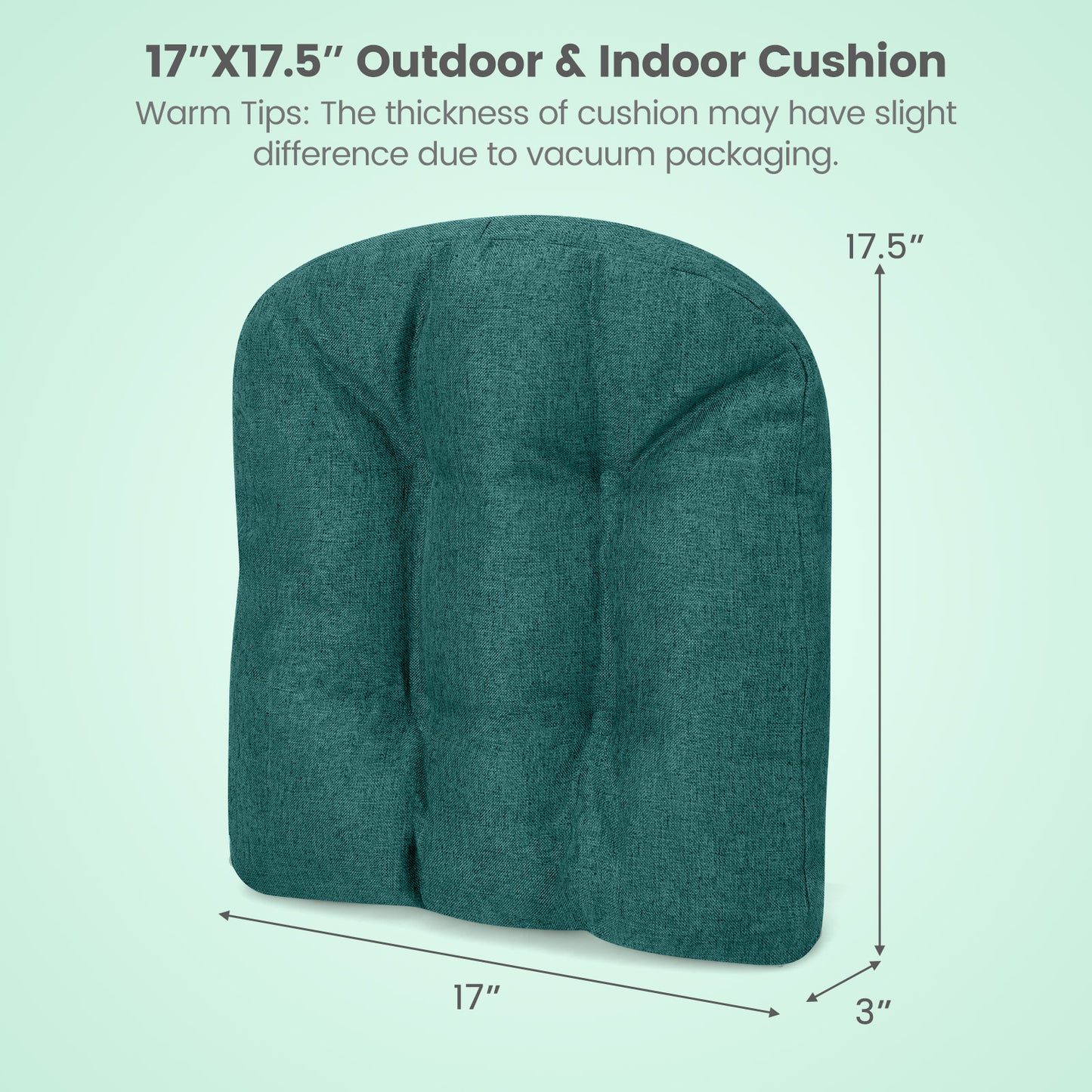 4 Pack 17.5 x 17 Inch U-Shaped Chair Pads with Polyester Cover-Green