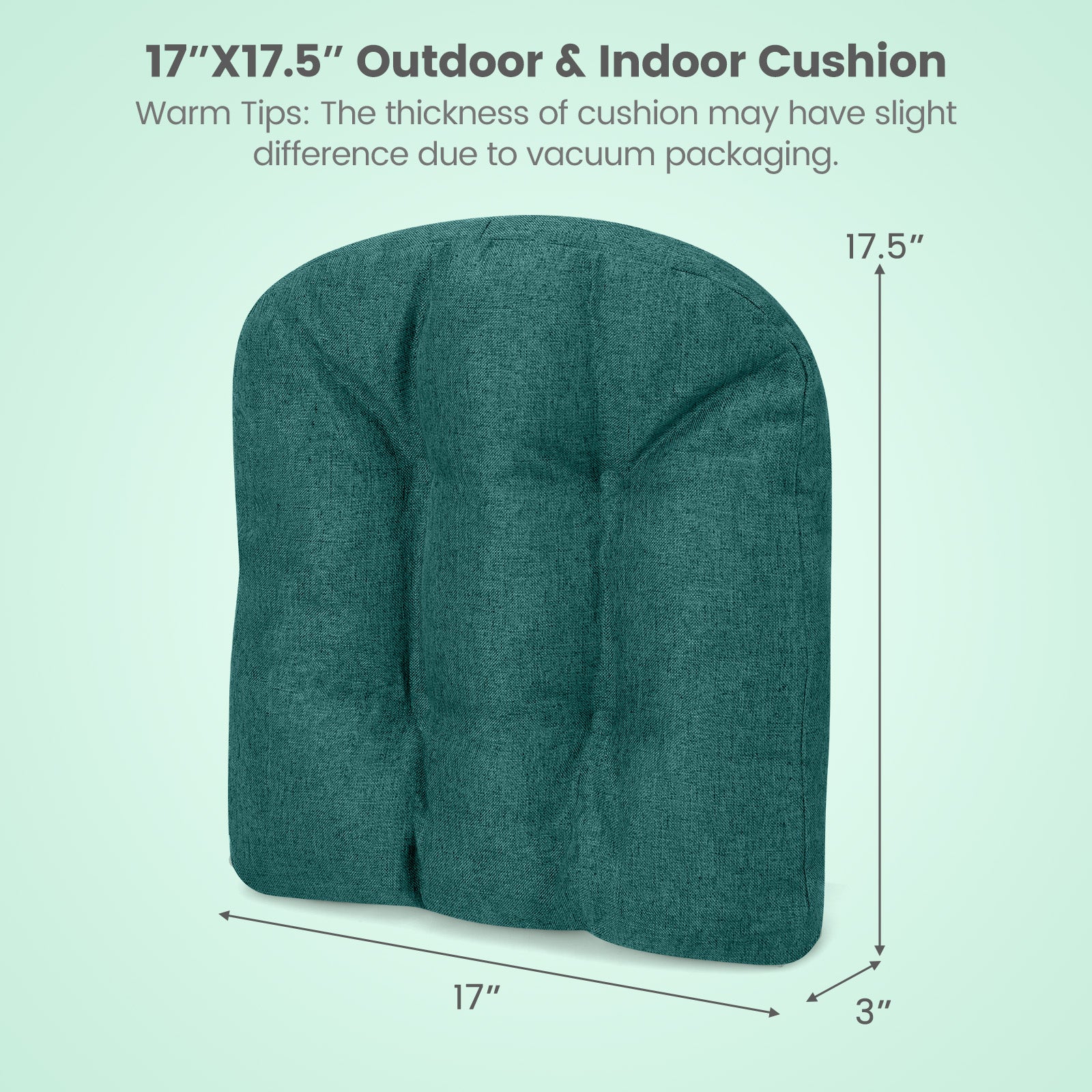4 Pack 17.5 x 17 Inch U-Shaped Chair Pads with Polyester Cover-Green