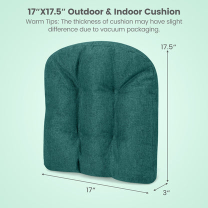 4 Pack 17.5 x 17 Inch U-Shaped Chair Pads with Polyester Cover-Green