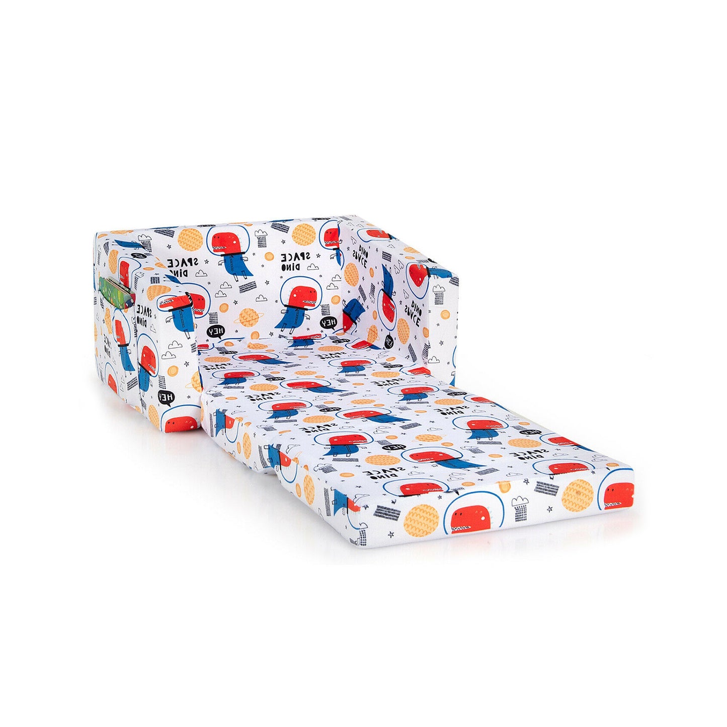 2-in-1 Convertible Kids Sofa with Velvet Fabric-Light Blue - White