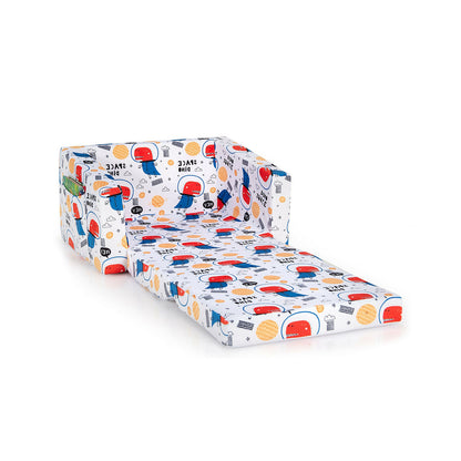 2-in-1 Convertible Kids Sofa with Velvet Fabric-Light Blue - White