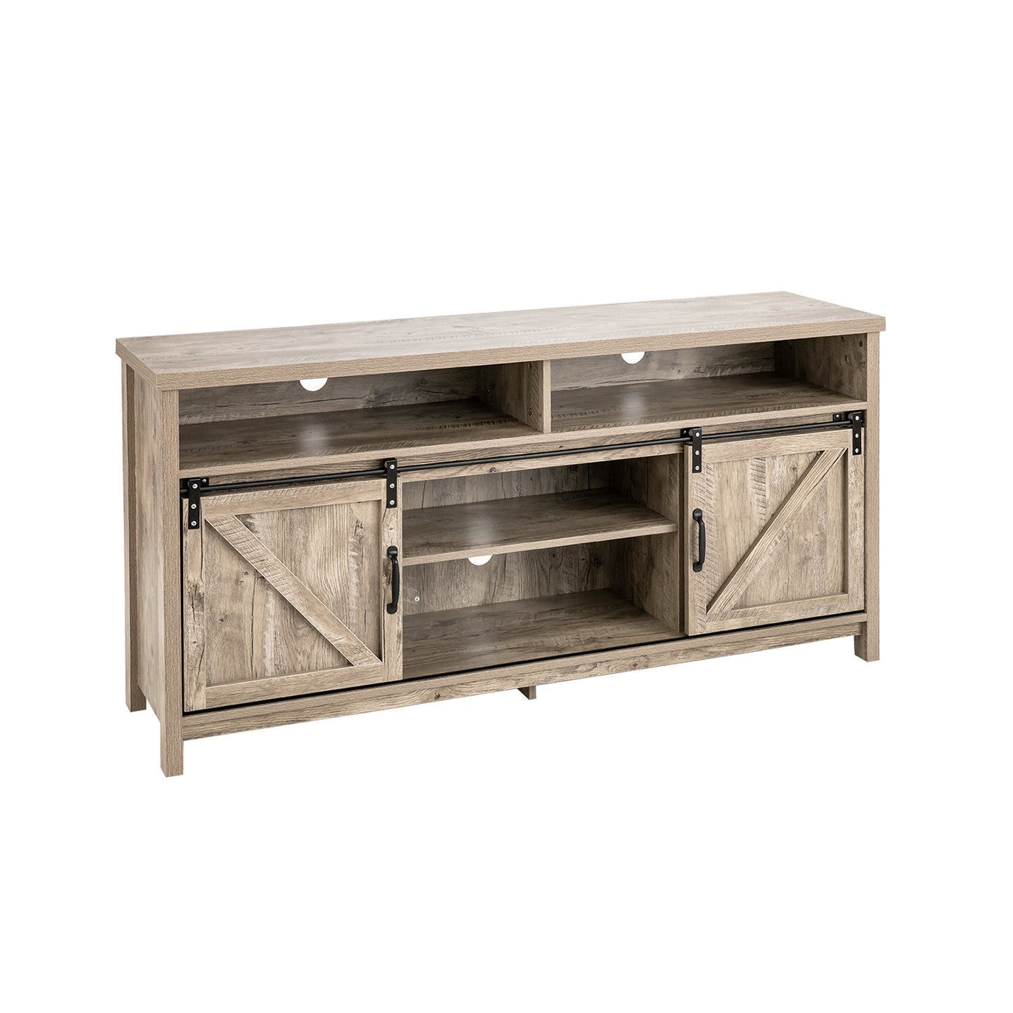 59 Inch Sliding Barn Door TV Stand with Adjustable Shelves for TVs up to 65 Inch