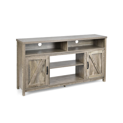 59 Inch TV Stand Media Center Console Cabinet with Barn Door for TV's 65 Inch-Brown - Natural