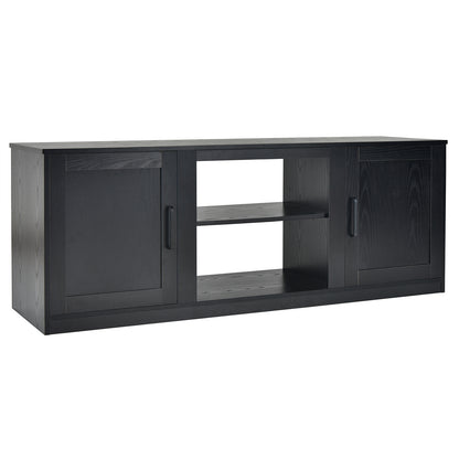TV Stand with Double Barn Doors for TVs up to 65 Inch-Vintage - Black